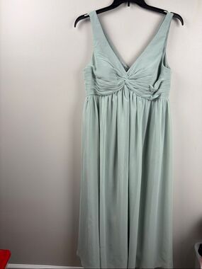 Azazie Agave A14 Maternity Cut A-Line V-Neck Gathered Chiffon Floor-Length Yetta